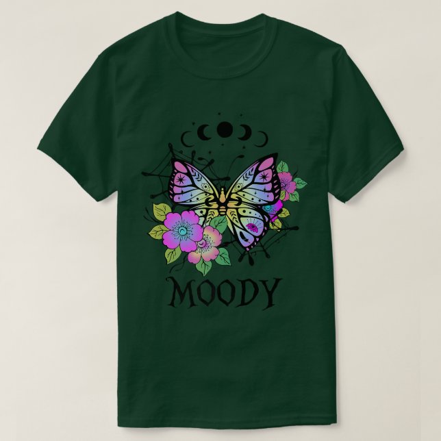 Moody, vacker fjärilscoky Flower Magic Ha T Shirt (Design framsida)