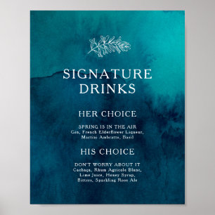 Moody vattenfärgen Namnteckning Drinks-tecken Poster