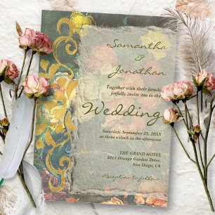 Moody Vintage Blommigt Rococo Revival Bröllop Inbjudningar