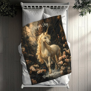 Moody Vintage Enhörning Mörkt Whimsigoth Barnrum Fleecefilt