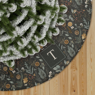 Moody vinterbotaniska Mönster Monogram Julgransmatta Borstad Polyester