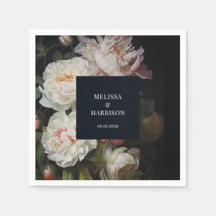 Moody Vita och  Peony Ro Blommigt Bröllop Pappersservett