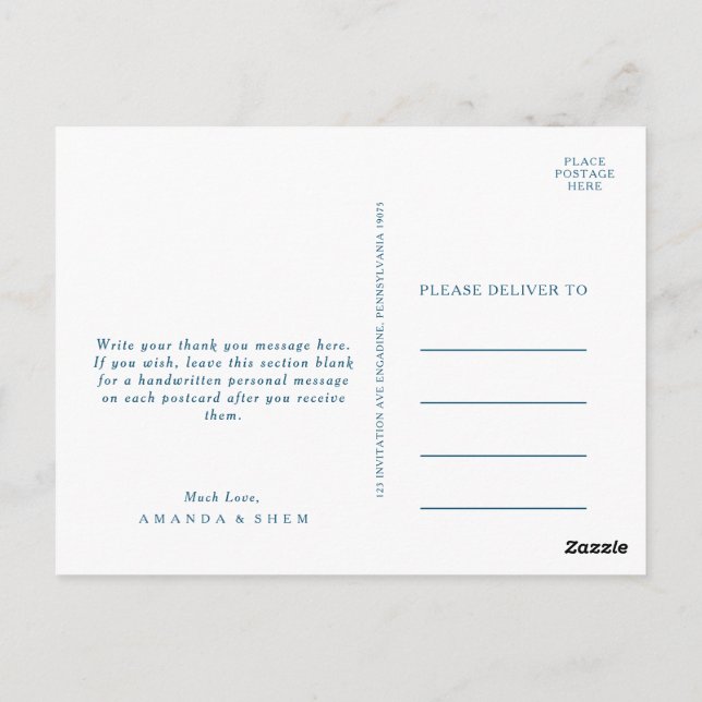 Moody vykort för vattenfärgen Bröllop Tack (Baksida)