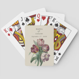 Moody Watercolor Lila Tulips Wedding Favor Casinokort