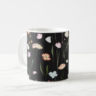 Moody Wildblommor Black-Blommönstret Kaffemugg