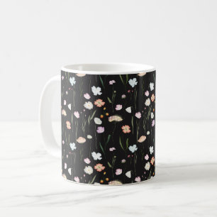 Moody Wildblommor Black-Blommönstret Kaffemugg