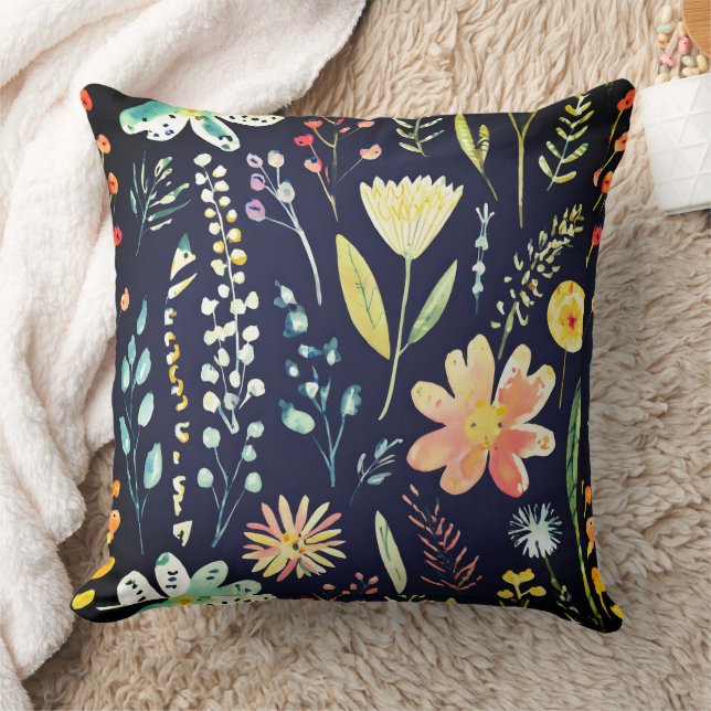 Moody wildflower pattern kudde (Filt)