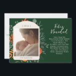 Moody Winter Blommigt Feliz Navidad-meddelande Julkort<br><div class="desc">Terracotta och teal blommigt accentuerar ge i dessa moody helgdagskort som en klassisk elegans. Använda anpassningsfunktionen för att redigera informationen och lägga till ett meddelande eller en familjeuppdatering.</div>