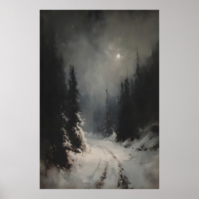 Moody Winter Landscape Printable Snowy Forest Path Poster (Framsidan)