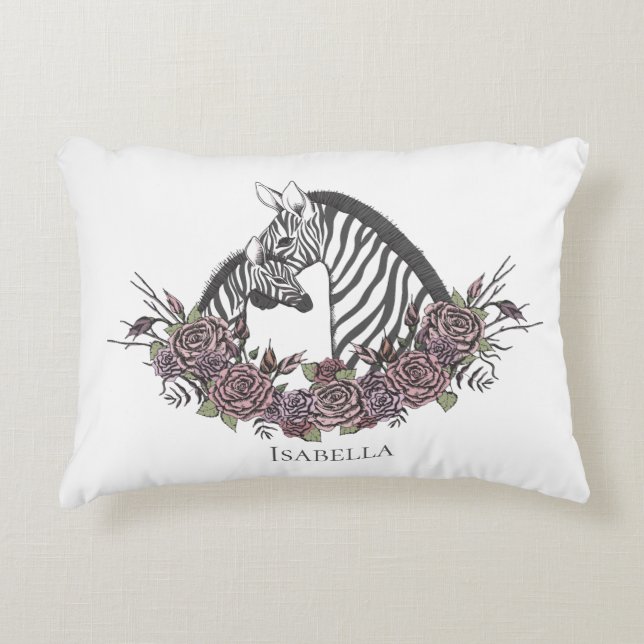 Moody Zebra Safari Hand-Drawn Mauve Accent Prydnadskudde (Framsidan)