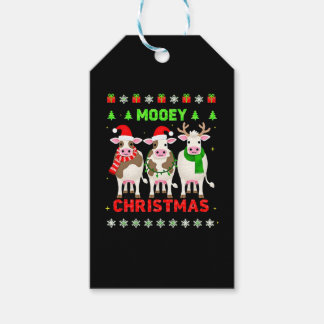 Mooey Christmas Cow Christmas Ugly Sweater Pajama  Presentetikett