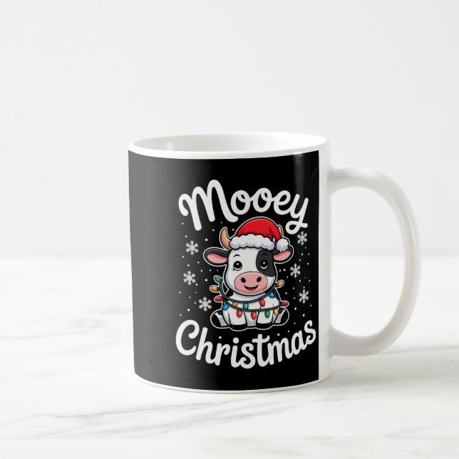 Mooey Christmas Cute Cow With Santa Hat And Holida Kaffemugg (Höger)