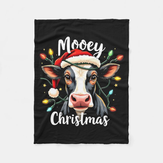 Mooey Christmas Funny Xmas Cow Cattle Lovers  Fleecefilt (Framsidan)