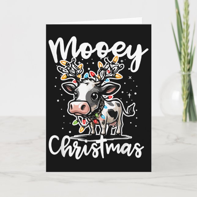 Mooey Christmas Heifer Cow Reindeer Christmas Ligh Kort (Framsida)