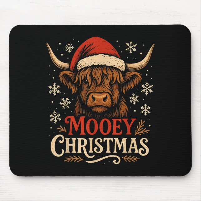 Mooey Christmas Highland Cow Funny Santa Hat Desig Musmatta (Framsidan)