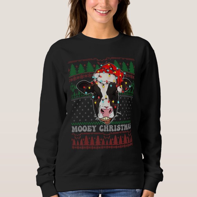 Mooey Christmas Ugly Cow Santa Heifer Christmas Fa T Shirt (Framsida)