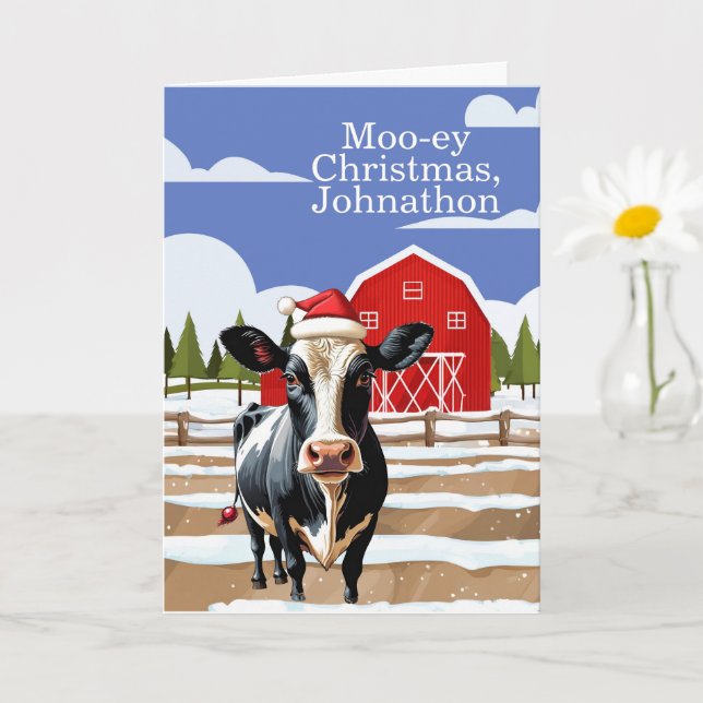 Mooey Jul Gård Ko Anpassad Personlig Kort (Liten växt)