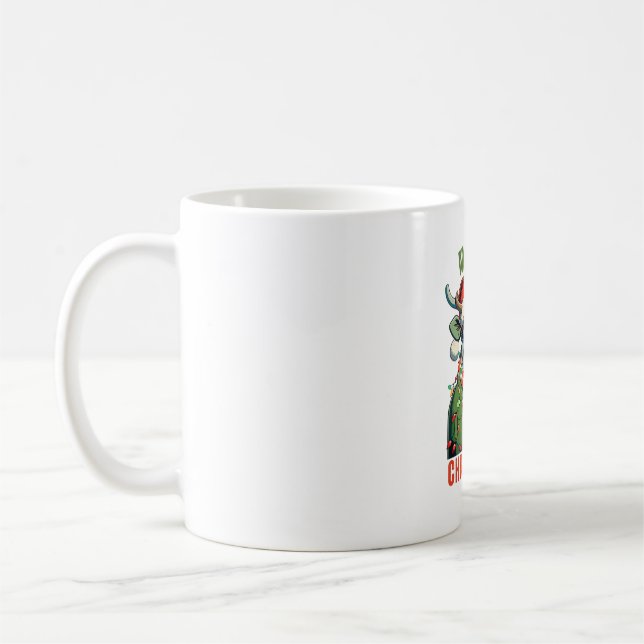 Mooey jul Highland Cow Light Santa Hat T-Shi Kaffemugg (Vänster)
