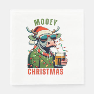 Mooey jul Highland Cow Light Santa Hat T-Shi Pappersservett