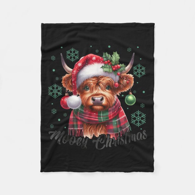 Mooey jul Highland ko julbelysning ko  Fleecefilt (Framsidan)