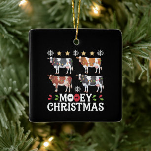Mooey jul ko älskare semester gård bonde julgransprydnad keramik