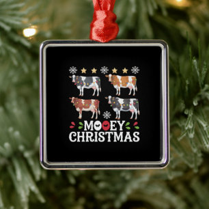 Mooey jul ko älskare semester gård bonde julgransprydnad metall