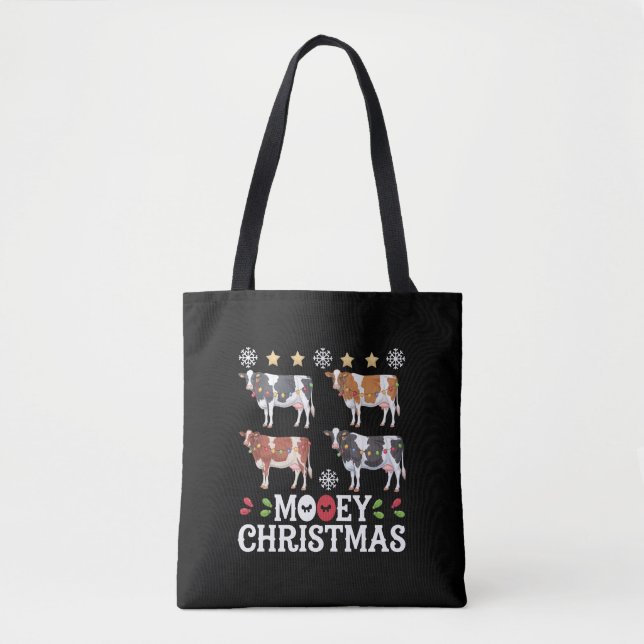 Mooey jul ko älskare semester gård bonde tygkasse (Framsida)