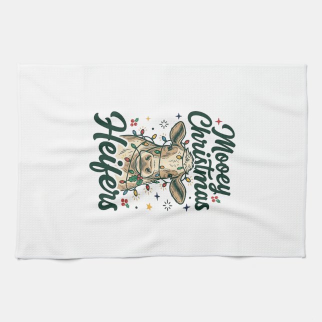 Mooey jul kvigor Rollig ko juldesign Kökshandduk (Horisontell)