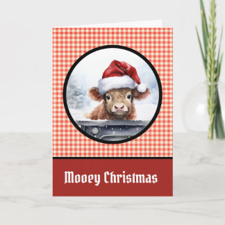 Mooey Jul Moo Highland Ko Red Rolig Helgkort