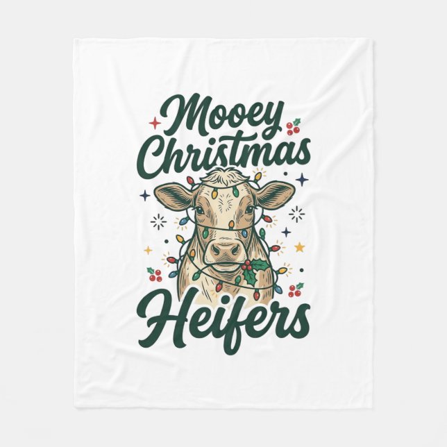 Mooey julkvigor Rollig ko juldesign Fleecefilt (Framsidan)