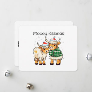 Mooey Kissmas Tecknad Kow julkort Helgdag