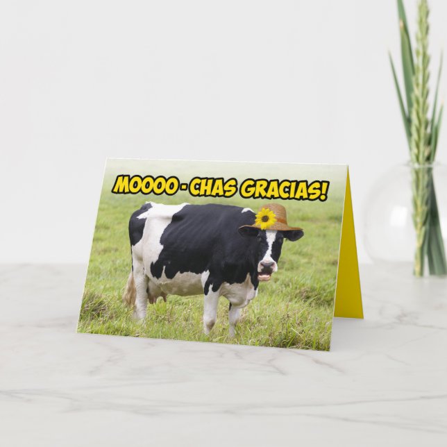 Mooing Cow- MooChas Gracias in Udder Ord tack Kort (Framsida)