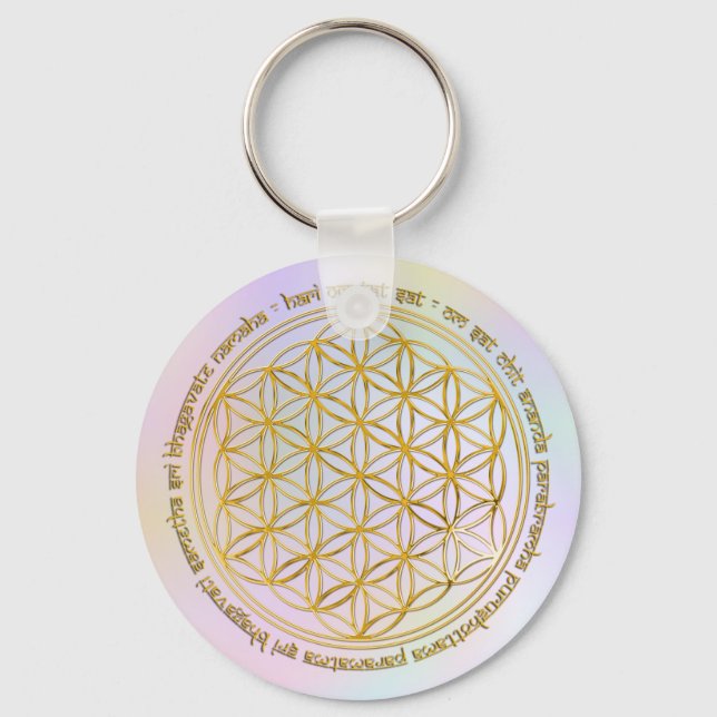 Moola Mantra / Blume Des Lebens | Pastellkrita Nyckelring (Framsida)