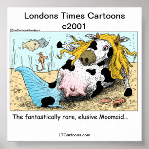 Moomaid 1/2 Cow 1/2 Sjöjungfru Funny Poster