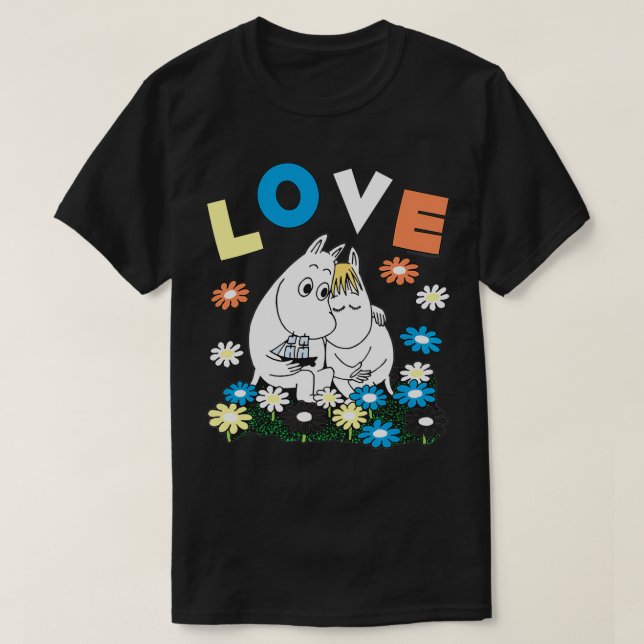 Moomins Kärlek Snorkmaiden Flowerbed Pullover T Shirt (Design framsida)