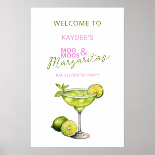 MooMoos & Margaritas Sällskapsdamer Välkomstskylt Poster