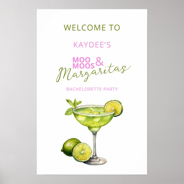 MooMoos & Margaritas Sällskapsdamer Välkomstskylt Poster (Framsidan)