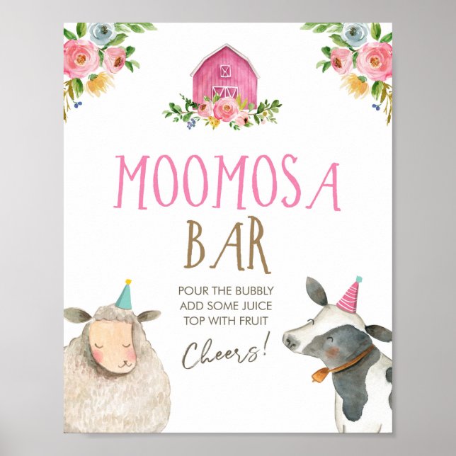 Moomosa Pub Mimosa Boskap Barnyard Birthday Poster (Framsidan)