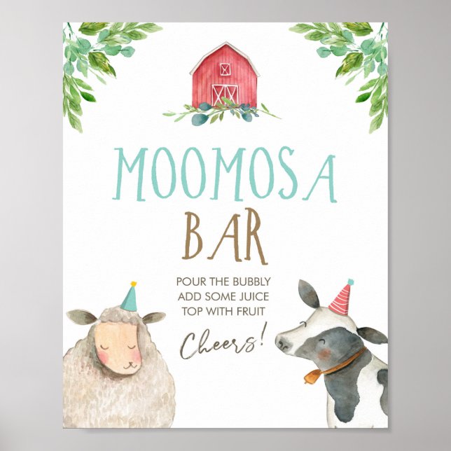 Moomosa Pub Mimosa Boskap Barnyard Birthday Poster (Framsidan)