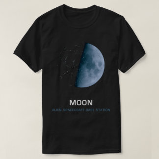 Moon Alien Spacecraft (blue moon) T Shirt