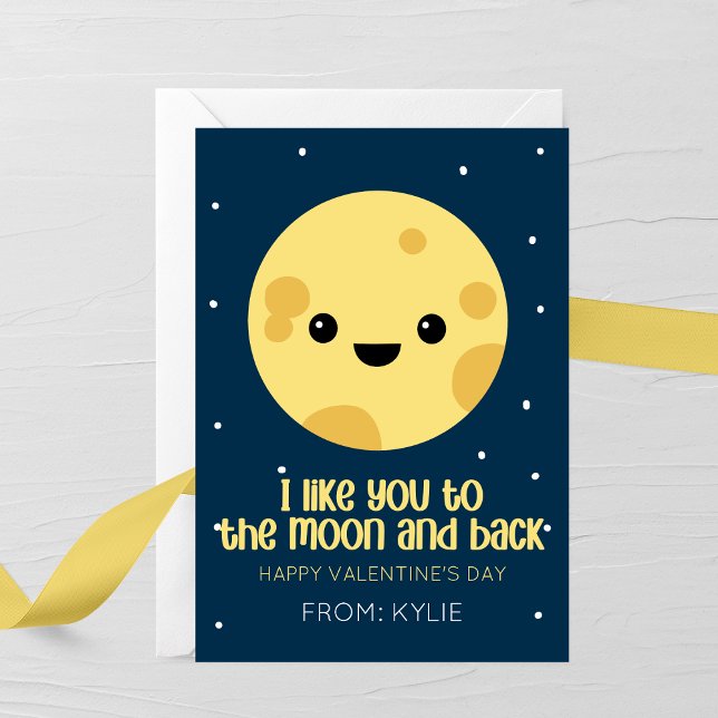 Moon and Back Valentine’s Day Card Anteckningskort (Skapare uppladdad)