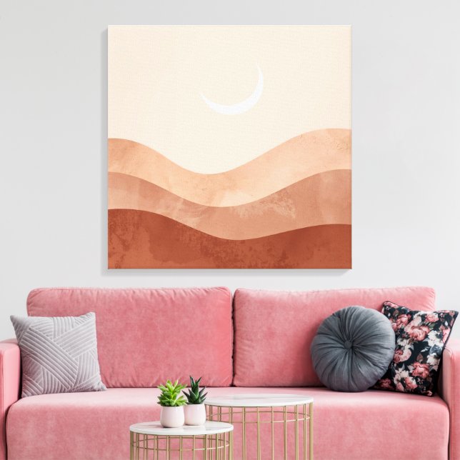 Moon and Desert Minimalist Boho Wall Art Canvastryck (Insitu (Vardagsrum))