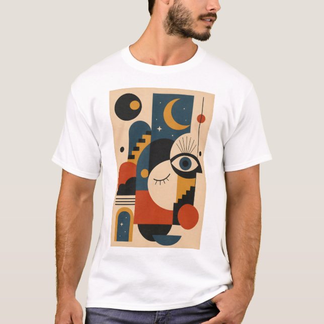 Moon and Eye – Geometric Art T-Shirt (Framsida)