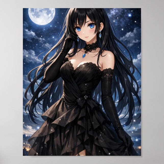 Moon anime queen in black dress poster (Framsidan)