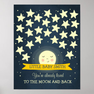 Moon Baby baby shower gästbok Stjärnor Till månen Poster