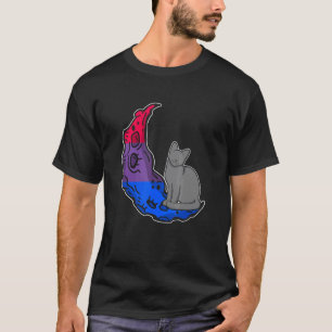Moon Bisexuell Flagga Katt LGBTQ Tryggt Utrymme Ga T Shirt