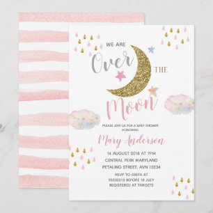 Moon Blush Rosa Baby Shower Inbjudningar
