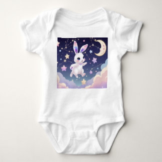 Moon Bunny Baby Bodysuit – Pastel Celestial Rabbit T Shirt