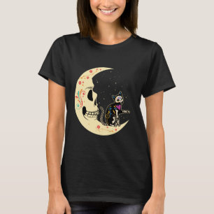 Moon Cat Mexikanska själar Dag för döda Dia De Los T Shirt