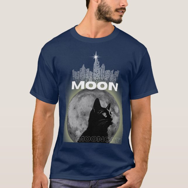 Moon Cat & Midnight Library-tröja T Shirt (Framsida)